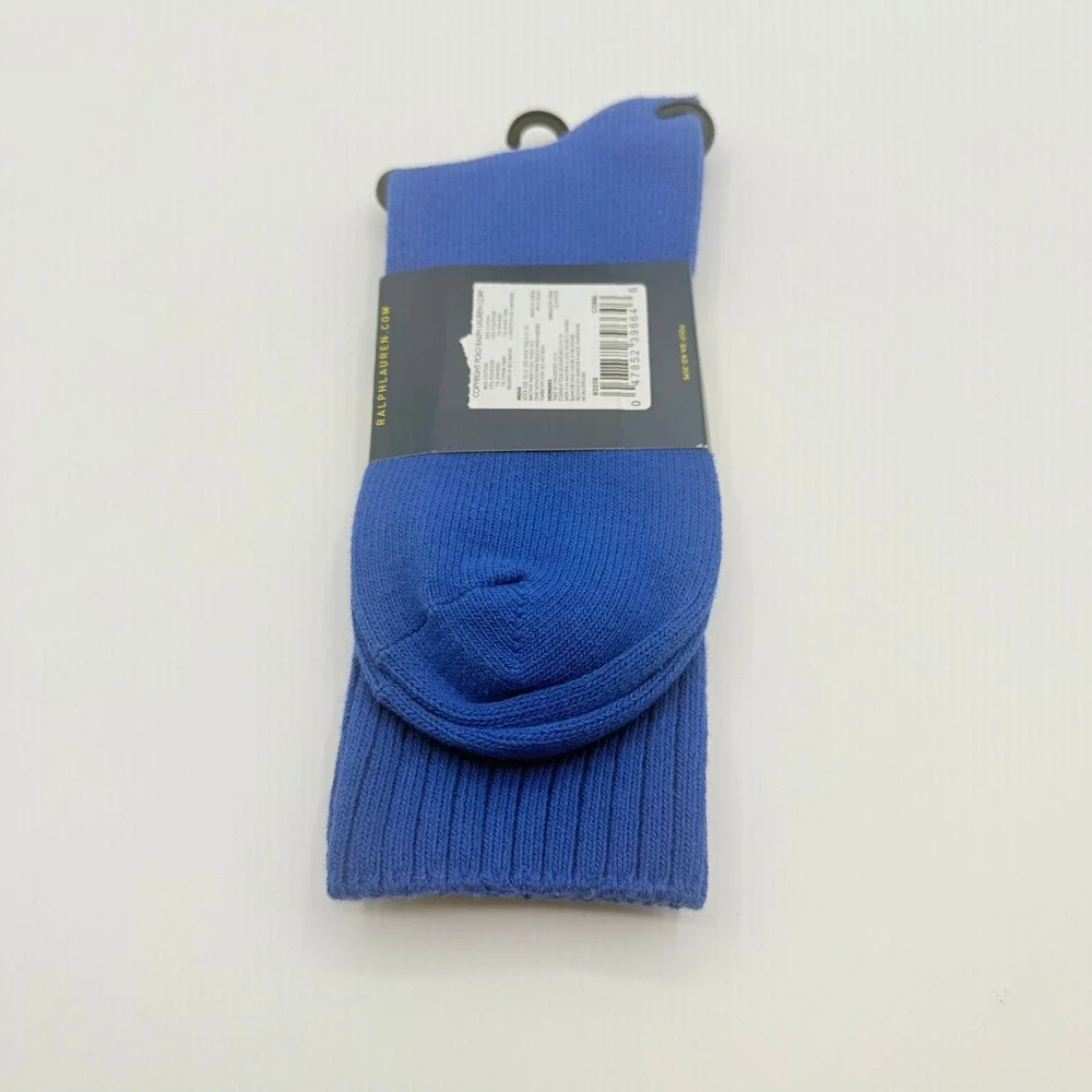 Polo Ralph Lauren Socks Mens One Size Blue Pink Pony Logo Ribbed Cotton NEW